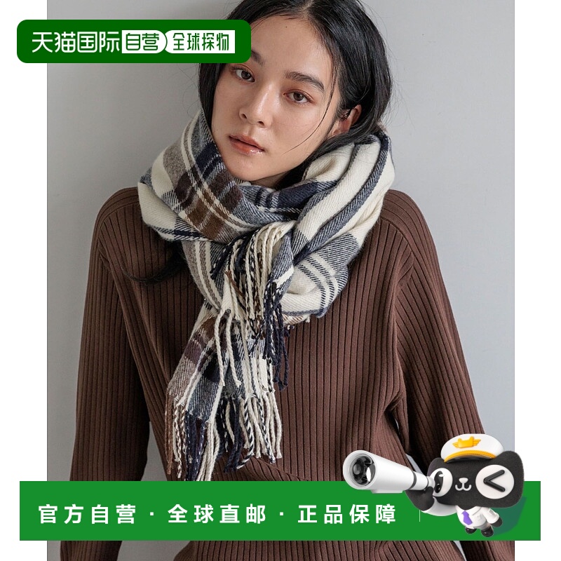 1h可退 日本直邮LOWRYS FARM 女装 格纹拼色围巾 轻盈百搭保暖披