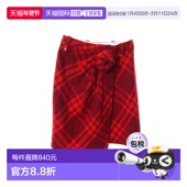 日本直邮中古Burberry博柏利女S级99新skirt裙子羊毛裙子红色