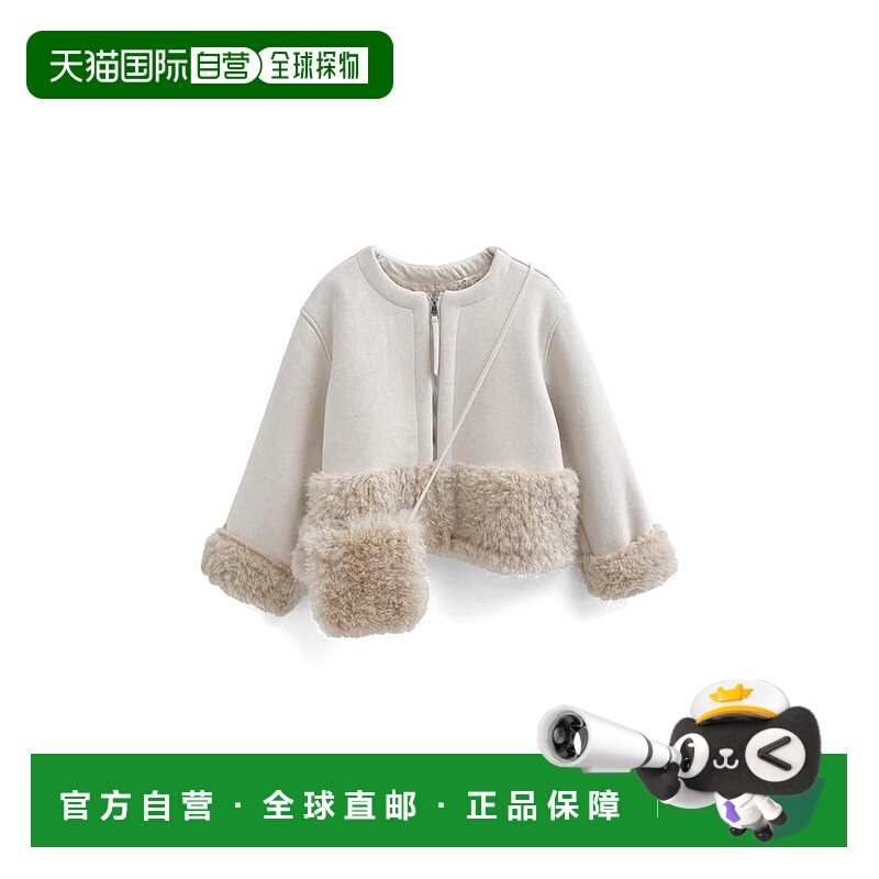 日本直邮日潮 GRL 带迷你肩包的无领仿毛外套gc287