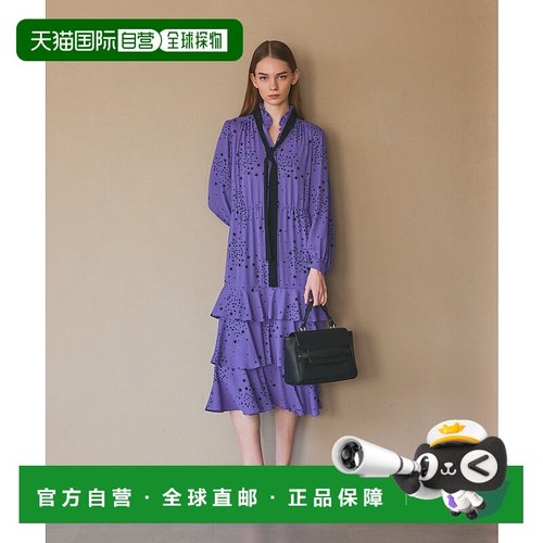 1h可退 日本直邮GRACE CLASS 女装 宽松印花荡领连衣裙 半透明梨