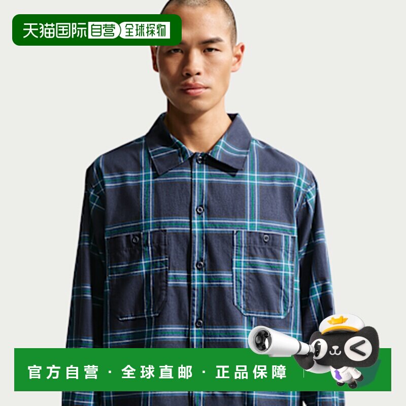 日本直邮Nike Life翻领条纹宽松长袖衬衫 男款耐克