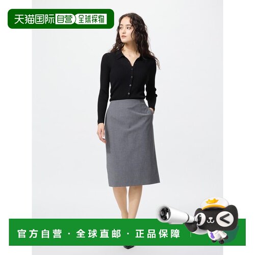日本直邮Uniqlo/优衣库 A字百褶牛仔高腰短裙 女款 481452-05