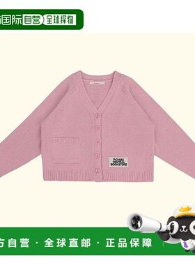 1h可退 日本直邮P:chees 儿童 宽松V领针织开衫 裾部刺绣徽章设计