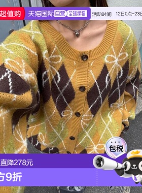 1h可退 日本直邮官方授权 CIAOPANIC 蝴蝶结菱格针织开衫学院风