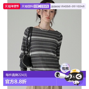 1h可退 日本直邮BABYLONE 女装 Gingham格纹修身圆领短款上衣 柔