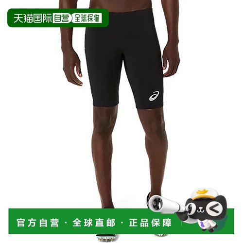 日潮跑腿ASICS亚瑟士 (男款）田径服图案中长紧身裤 黑色 x 绿色L