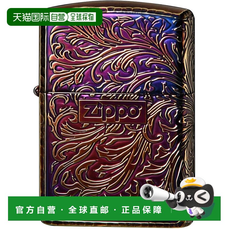 【日本直邮】Zippo打火机 防风 黄铜 盔甲款唐草纹 双面雕刻 金色