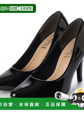 日本直邮VIVIAN 9cm尖头高跟鞋（黑色珐琅）单鞋一脚蹬