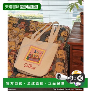 1h可退 日本直邮The Simpsons 男女同款 棉质帆布托特包 大容量A4