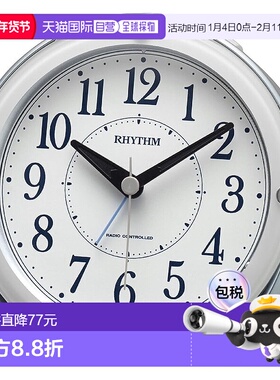 【日本直邮】Rhythm丽声 闹钟 带灯 银色 4RL439SR04