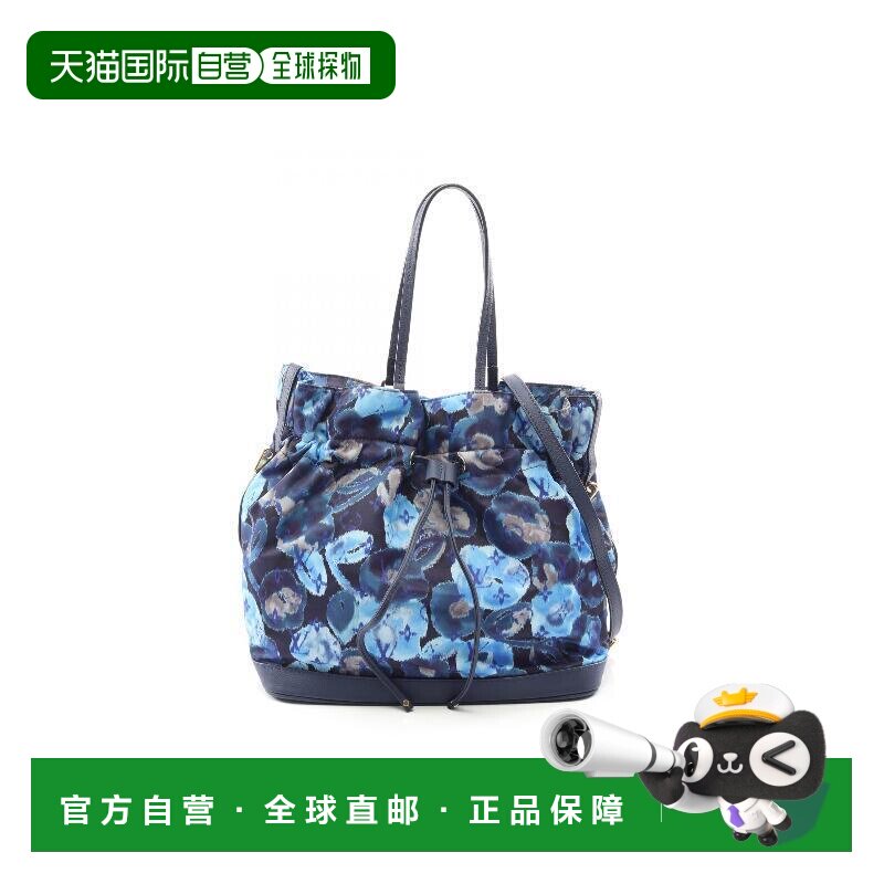 日本直邮中古LV路易威登女包A级95新Tote Bag托特包尼龙斜挎包蓝