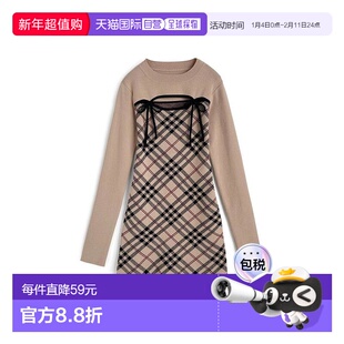 日本直邮日潮 GRL格纹前开襟系带针织迷你连衣裙ru1372包臀裙