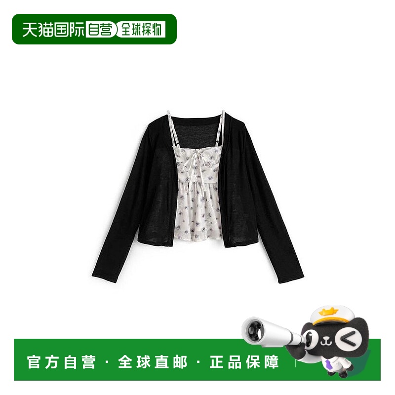 日本直邮日潮 GRL花卉图案吊带衫×透视开衫套装ks112长袖两件套