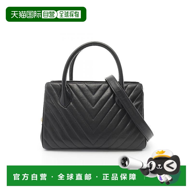 日本直邮中古Chanel香奈儿女包B级9新V-stitch羊皮斜挎包蓝色