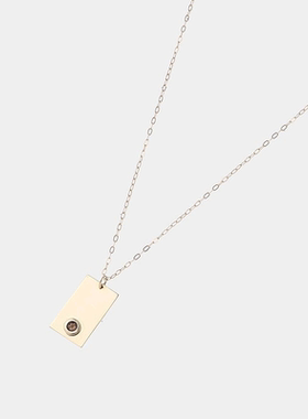 日潮跑腿COCOSHNIK 有色宝石（烟晶）方盘项链宝石套装叠戴吊坠