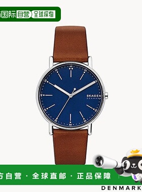 日本直邮Skagen SIGNATUR 中棕色皮革手表 SKW6355 男士北欧风格