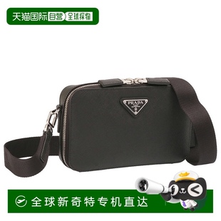 三角形标志单肩包 日本直邮PRADA 皮革包 砖色 黑色2 Saffiano