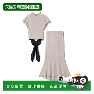 日本直邮日潮 GRL 背带蝴蝶结针织X美人鱼裙子上衣裙套装 Rut519