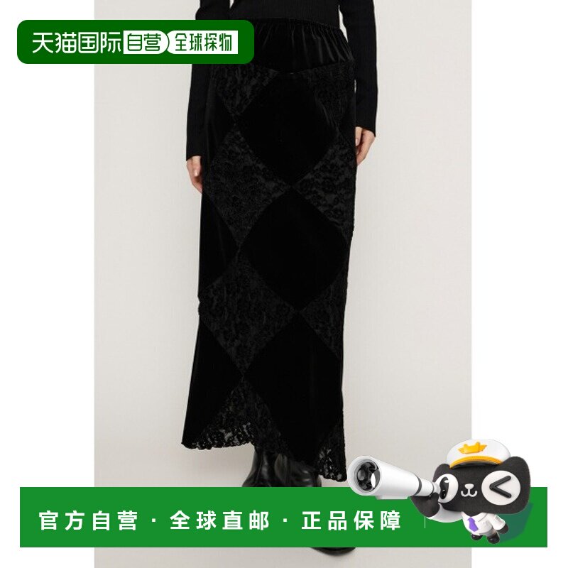 日本直邮SLY 女士 弹力丝绒拼接蕾丝 长裙 030IAZ314131半身裙