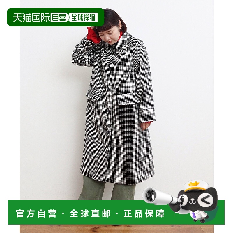 1h可退 日本直邮Dot＆Stripes 女装 羊毛 格纹翻领大衣 宽松双口