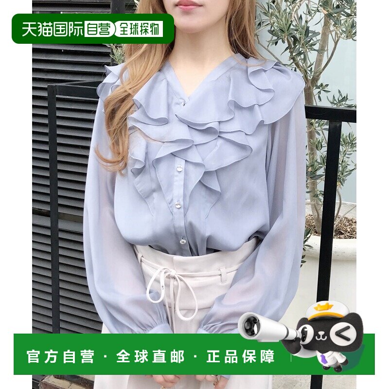 日本直邮INGNI 女装 亮片透视荷叶边衬衫 1261200157泡泡袖