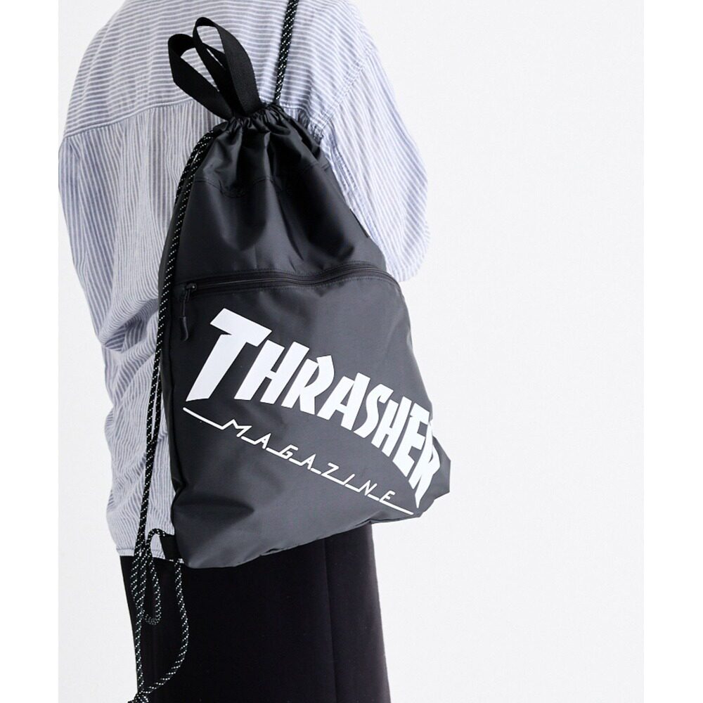 1h可退 日本直邮THRASHER 男女同款 A4可装双肩背包 黑色街头风 T