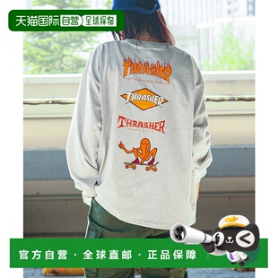 1h可退 日本直邮THRASHER 男女同款后背印花长袖T恤 th25aw01