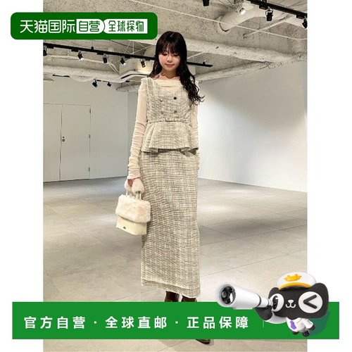 日本直邮Lily Brown 女装 双扣粗花呢短款连衣裙 腰带设计 LWFO25