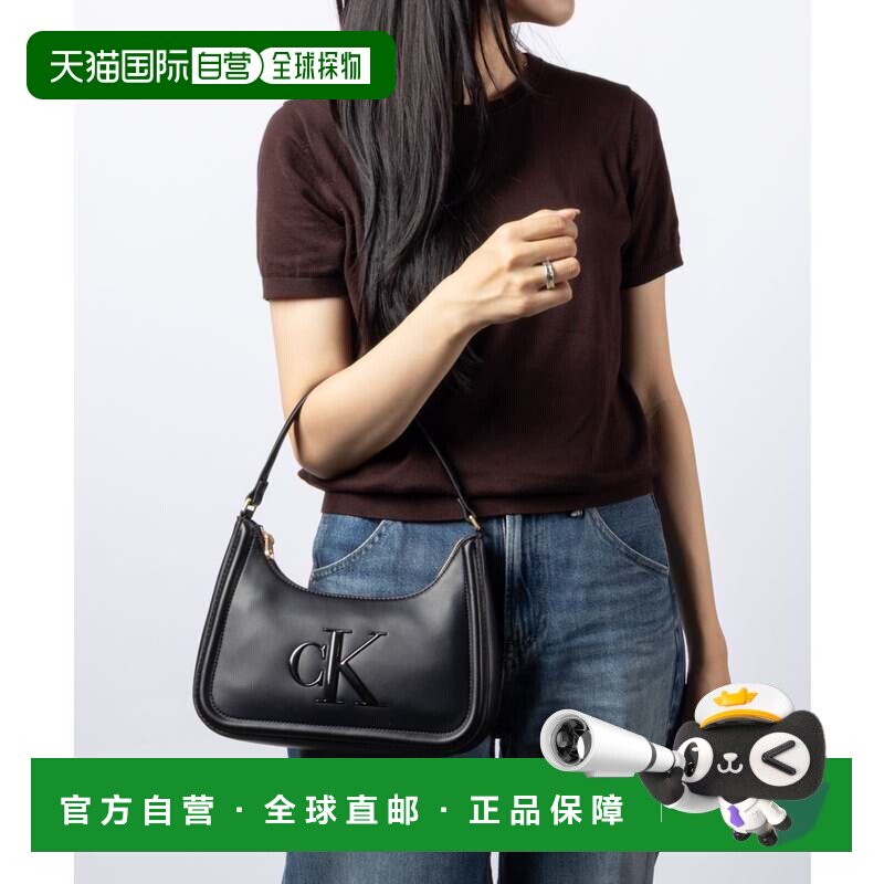 日本直邮Calvin Klein 卡尔文克莱恩 RAISED CK 小号单肩包 黑色