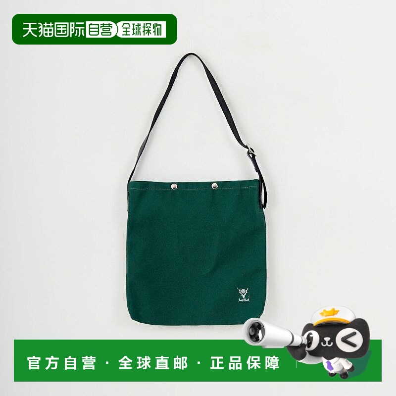 1h可退 日本直邮South2West8 男装 18oz帆布单肩包 黑色皮革细节