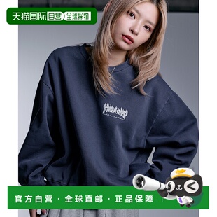 1h可退 日本直邮THRASHER男女同款 vintage加工连帽卫衣 半拉链宽