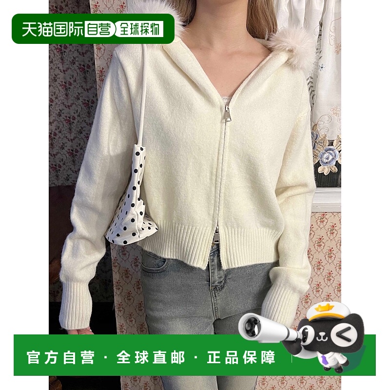 1h可退 日本直邮PHILLY 女装 仿毛绒连帽针织开衫 复古可爱短款外