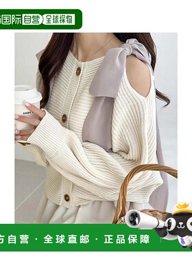 日本直邮日潮 mily bilet肩部雪纺蝴蝶结多穿法针织开衫mi1029100