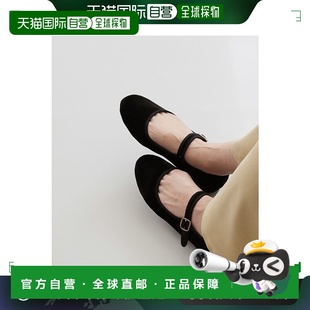 日本直邮 女鞋 Menue 4020黑色丝绒 单鞋 menue绑带芭蕾舞鞋