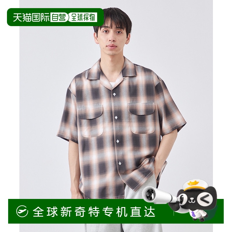 1h可退 日本直邮B.C STOCK 男装 宽松渐变格纹半袖开襟衬衫 25051