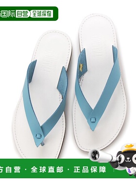 【日本直邮】Italico Tokushima 皮夹平底人字拖（蓝/白）拖鞋