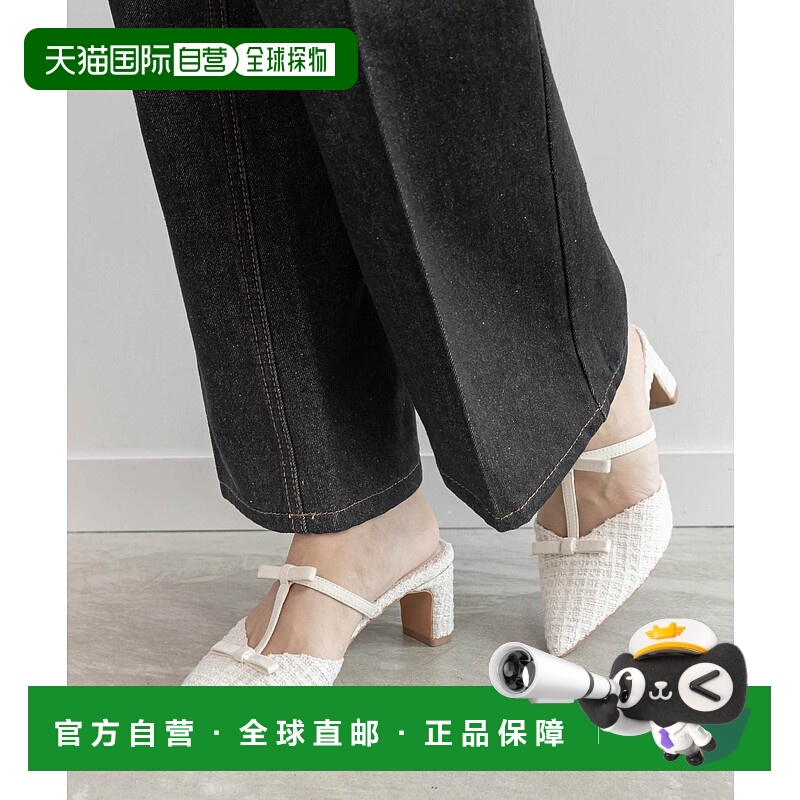 1h可退 日本直邮RANDA 女士T字带露跟鞋 精致迷你蝴蝶结设计 显脚