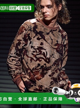 1h可退 日本直邮Casper John 男装 花式植绒网纱叠层卫衣 半透明