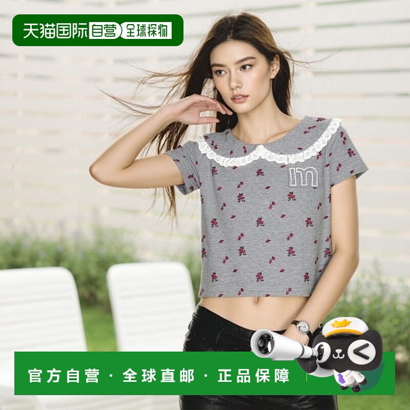 1h可退 日本直邮MORE self LOVE 女装 弗利吉领 花朵图案T恤 5452