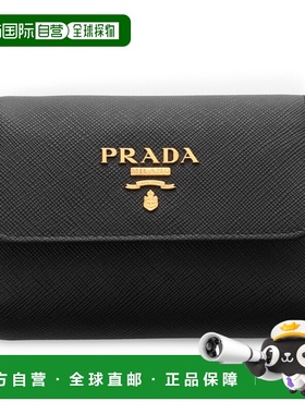 日本直邮Prada 三折钱包带零钱包黑色女士1mh025 qwa f0002