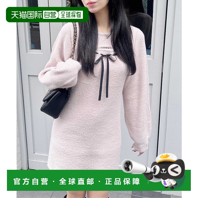 1h可退 日本直邮INGNI女装宽松蕾丝边半高领针织连衣裙 125450033