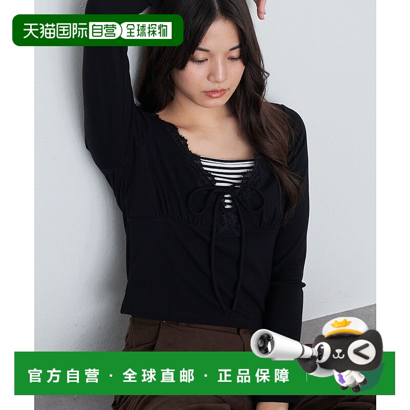 1h可退 日本直邮Ray Cassin 女装 V领蕾丝拼接长袖T恤 RCN1052206