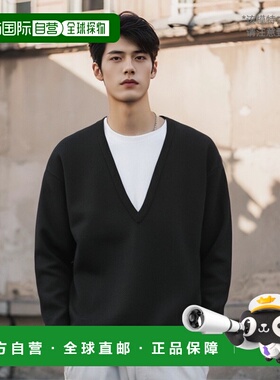 1h可退 日本直邮SHIPS男士双面棉羊绒深V领长袖针织衫 116160012