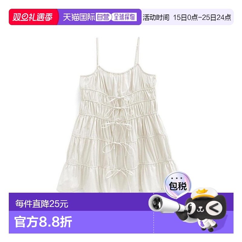 日本直邮日潮 GRL 抽绳蝴蝶结喇叭迷你吊带连衣裙 mh49气质精致