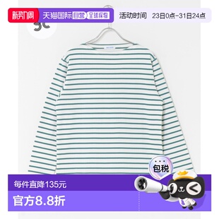 日本直邮FORK&SPOON T恤 女装 短袖 菱格条纹设计 有机全棉 1h可退