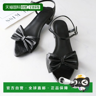 日本直邮VIVIAN 尖头缎带凉鞋（黑色）高跟单鞋