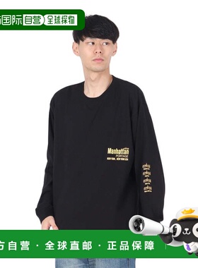 日本直邮ManhattanPortage 男士长袖印花T恤 24FW-MP-M593 黑色