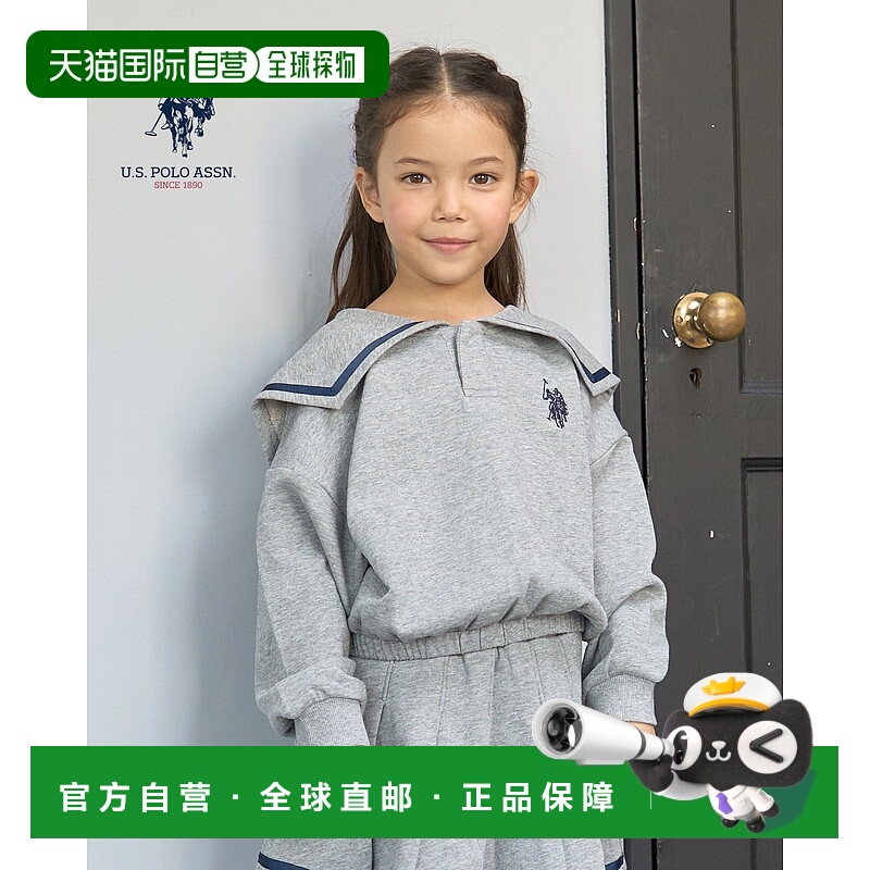 1h可退 日本直邮U.S.POLO ASSN. 儿童 宽松 sailor领刺绣连帽卫衣