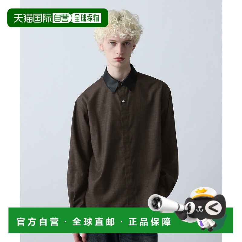 1h可退 日本直邮HARE 女装 仿皮拼接宽松检查衬衫 半透明金属扣设