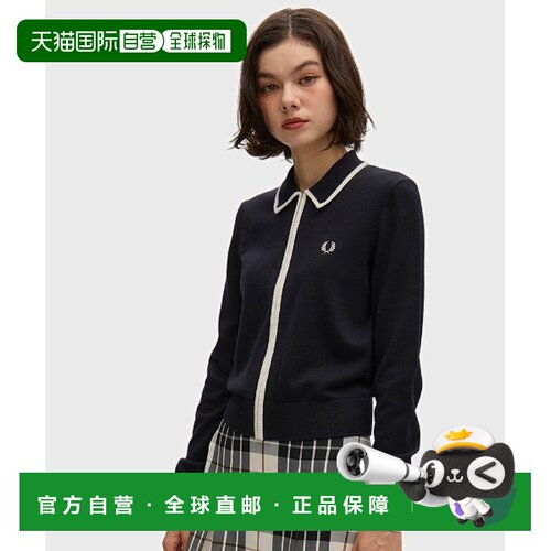 日本直邮FRED PERRY 女士 羊毛混棉针织拉链开衫 K3支付后1h可退